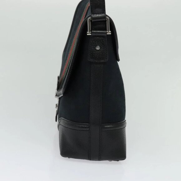 GUCCI Web Sherry Line GG Canvas Shoulder Bag Black Red Green Auth 126871 - Picture 10 of 16